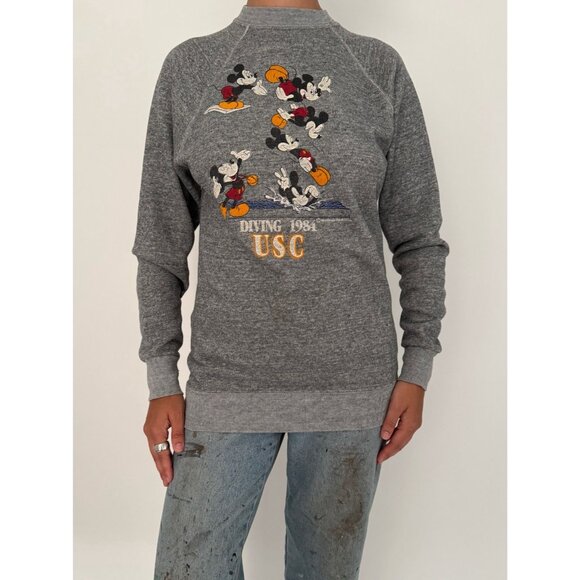 80s vintage Mickey Mouse Disney USC Collegiate South Carolina Sweater made USA - Picture 2 of 9